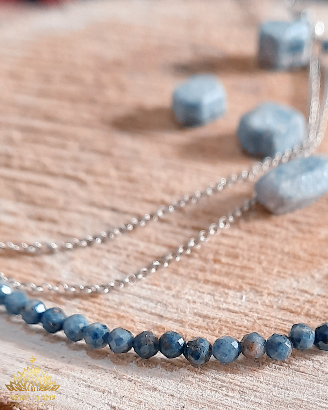 שרשרת ספיר כחולה סגולות אבן ספיר עולה מן המדבר
